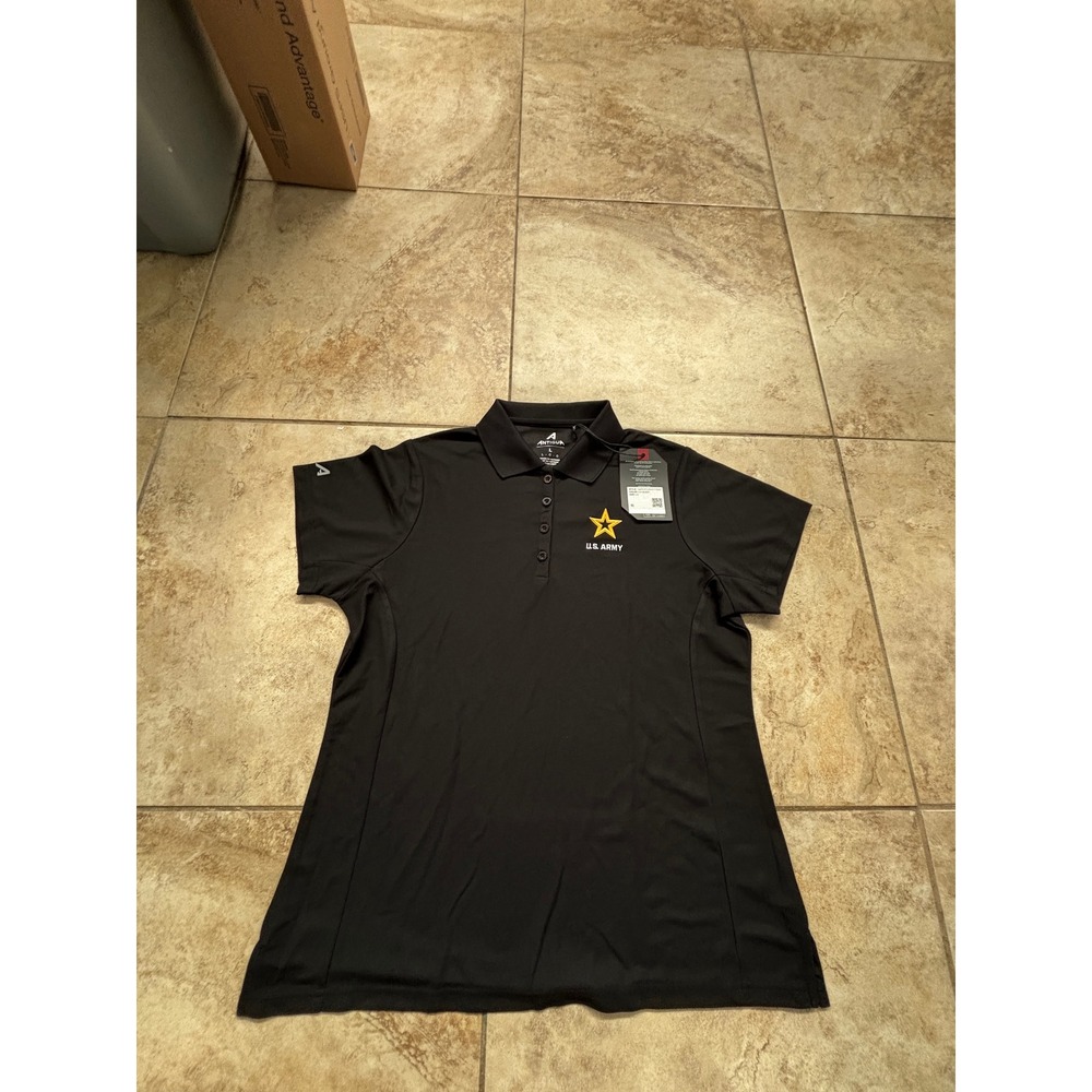 Antigua US Army Women's Large Black Legacy Pique Polo Shirt NWT 104275